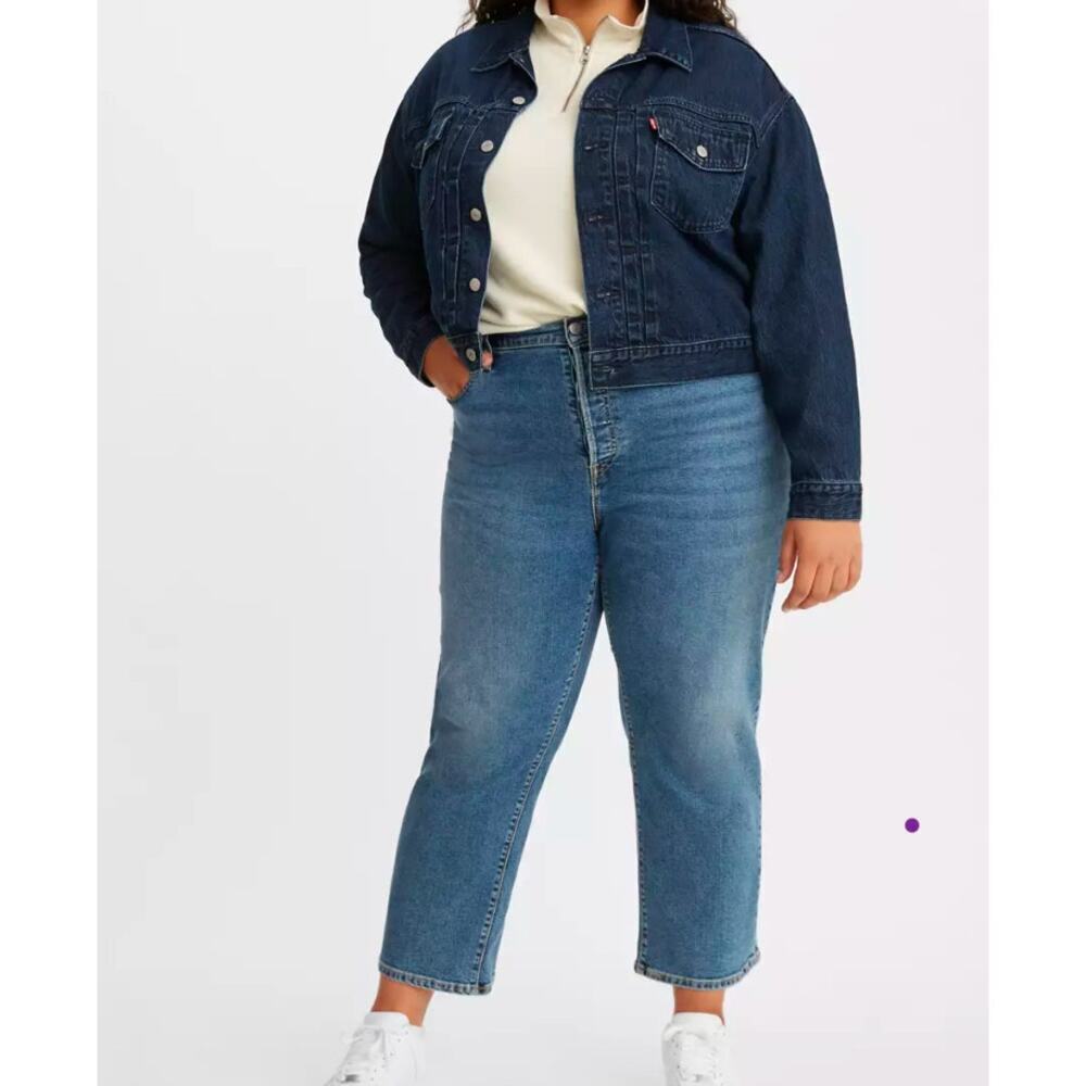 Levi’s Ribcage Straight Ankle Button Fly Jeans Sz 24W Mind Your Own Finish NWT